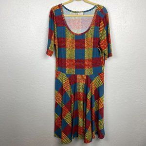 LuLaRoe Womens Geometric Pattern NICOLE Scoop Neck Dress - Size 3XL